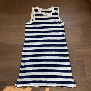 J.Crew Tank Dress Size Small Nautical Navy White Stripe 100% Cotton